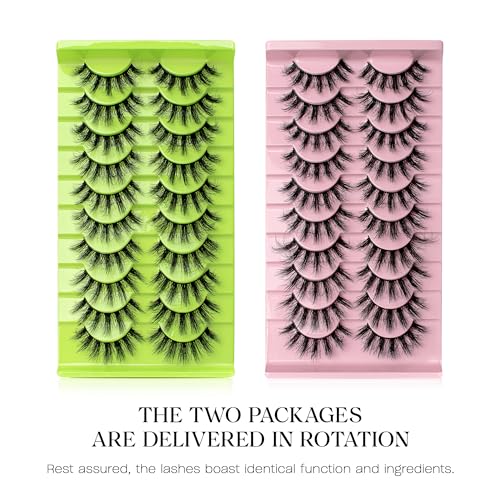 3D Faux Mink False Eyelashes 10 Pairs - Wispy Cat Eye Lashes