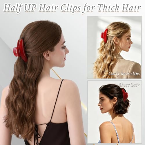 Lovime 4.3-Inch Large Claw Clip for All Hair Types - Red