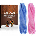 Fulloadris Camellia & SeaBlue African Exfoliating Net Sponge with Travel Bag - Back Scrubber & Body Wash Cloth