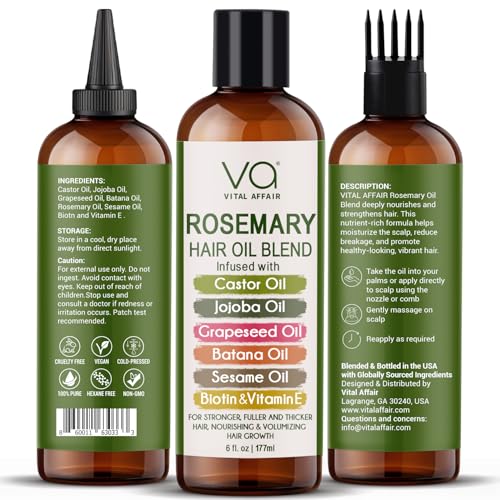 Rosemary Hair Growth Oil - 6 fl oz with Biotin & Vitamin E