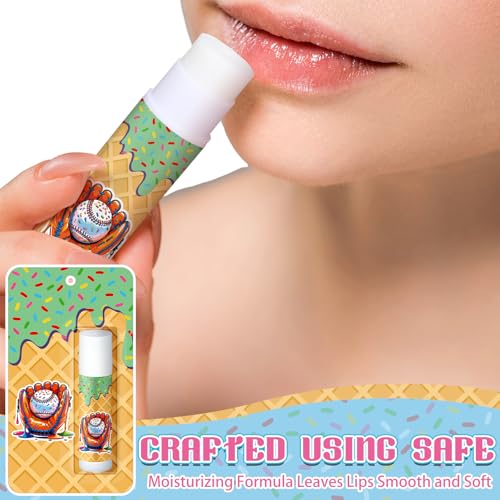 Loopeer 30 Pcs Valentine Ice Cream Drip Baseball Party Favors Gifts Decorations Bulk Ice Cream Drip Lip Balms Sports Baseballs Team Gifts Birthday Party Favors Inspirational Supplies for Teen Adults