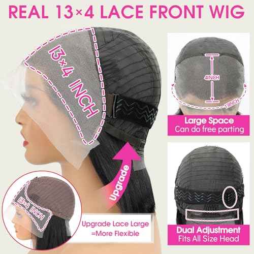 Human Hair Wig Body Wave Lace Front Wigs 180% Density 13x4 Pre Plucked Natural Hairline with Baby Hair HD Frontal Lace Wig For Women 16 inch
