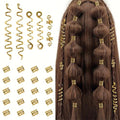 Gold Hair Accessories Set for Women - 26 Pcs Dreadlock Beads, Clips & Jewelry for Braids & Locs