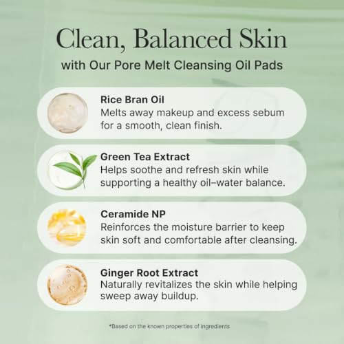 Arencia Pore Melt Cleansing Oil Pads, 50 Count