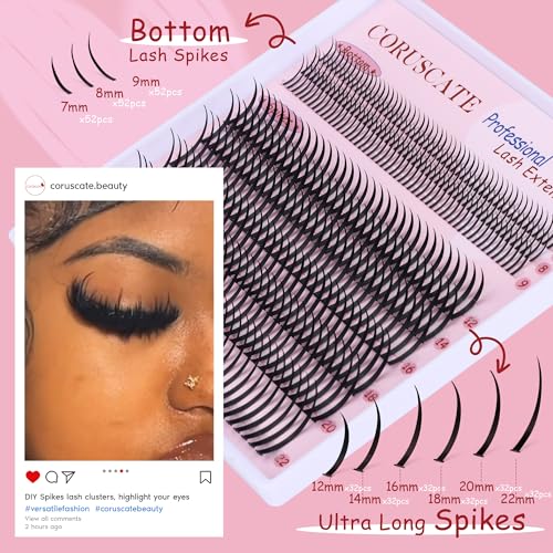 CORUSCATE Lash Spikes Clusters 12-22mm Ultra Long Eyelash Extensions