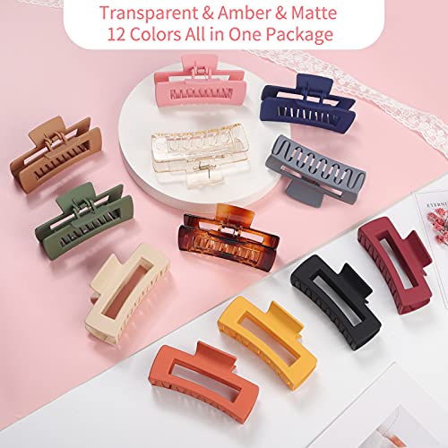 Large Hair Claw Clips for Thick Hair - 12 Pack Jaw Clips