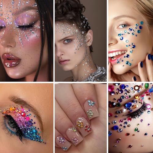 1500 Self-Adhesive Rhinestone Face Gems - 15 Colors