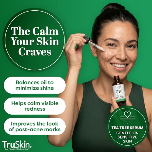TruSkin Tea Tree Oil Acne Treatment Serum for Face ? Salicylic Acid, Niacinamide, Vitamin C & Retinol ? Clarifying Super Facial Serum for Acne-Prone Skin & Pores, 2 Oz
