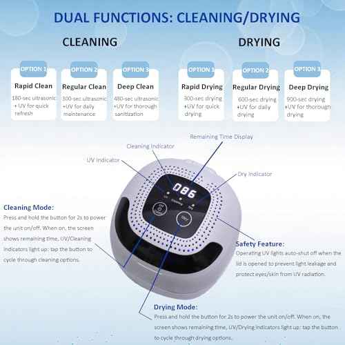 2025 Upgraded Ultrasonic Retainer Cleaner with Dryer Fan, 45kHz UV Ultrasonic Dental Cleaning Pod, Retainer Cleaner Machine for Dentures, Aligners, Mouth, Night Guards & Jewelry (White)