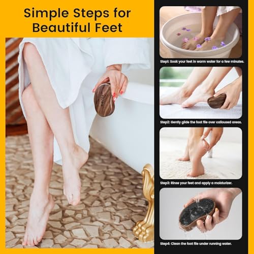 BEZOX Nano Glass Foot File Callus Remover with Walnut Wood Handle