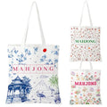 3 Pcs Mahjong Canvas Tote Bags for Women - Floral Designs