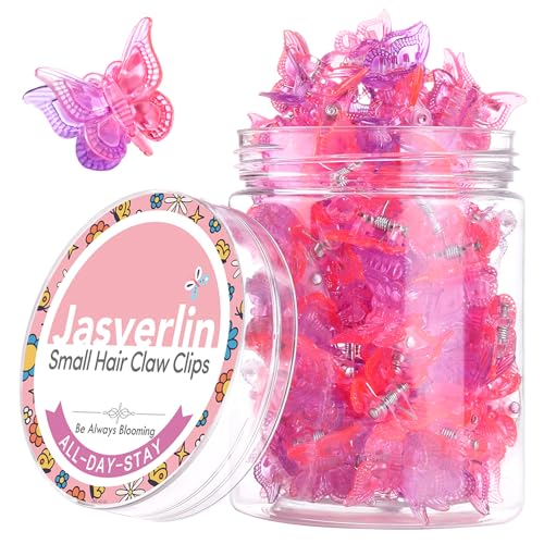 Mini Butterfly Hair Clips - Purple Pink Gradient, 50 Pack