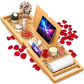 Bamboo Bathtub Caddy Tray with Expandable Sides