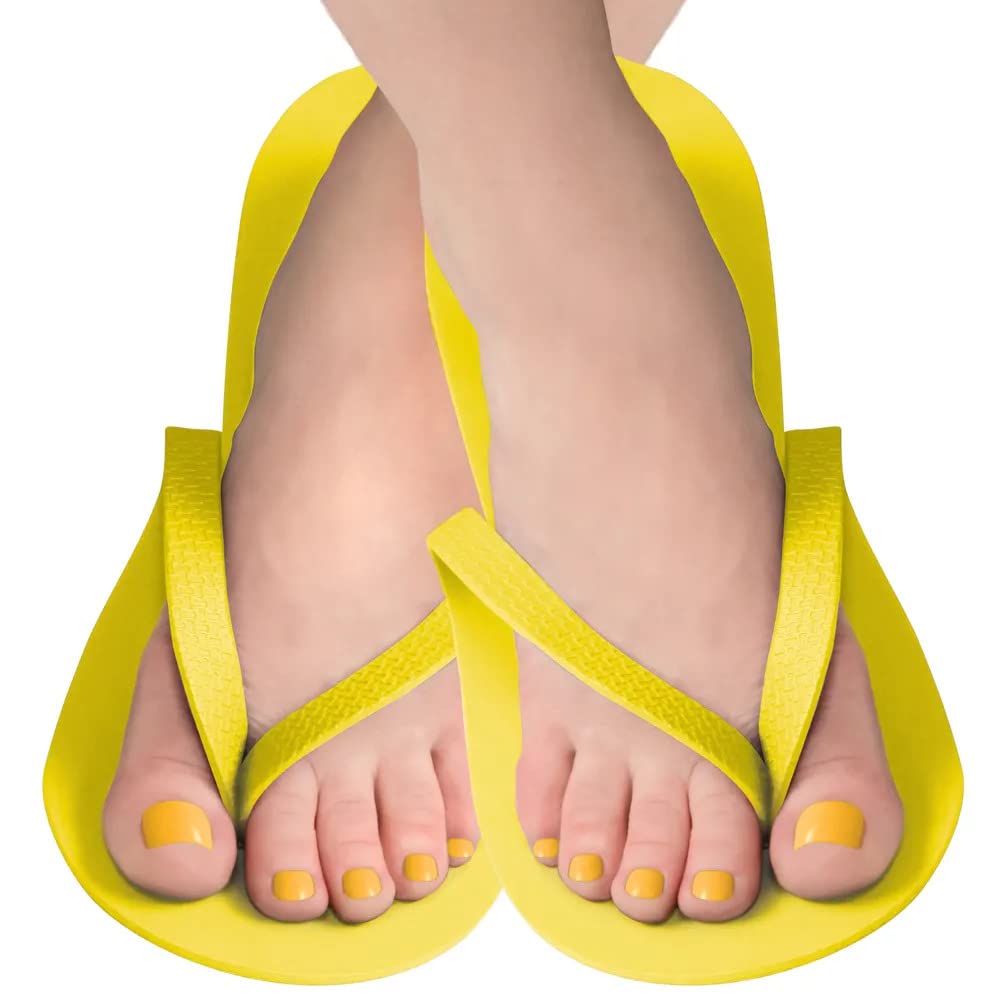 ForPro Comfy Thong Slippers Sunshine Yellow, Disposable Foam Pedicure Slippers for nail salons & Spas, 12Count