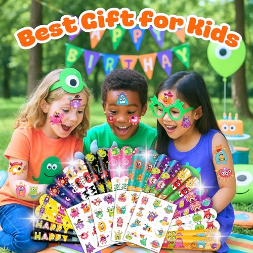 Monster Party Favors Set - 48 Tattoos & 24 Slap Bracelets