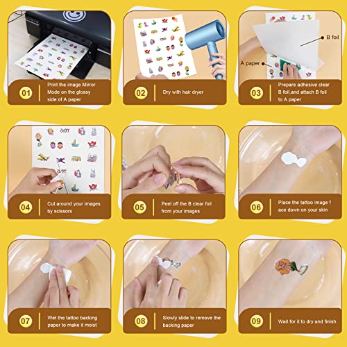Temporary Tattoo Paper for Inkjet Printer - 10 Sets