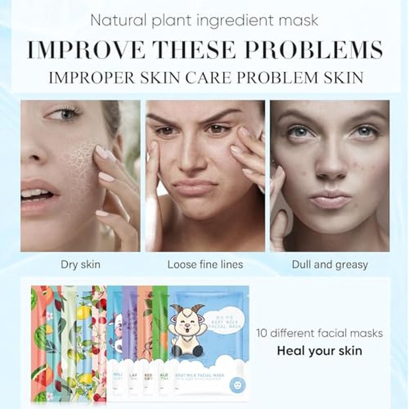 20 Sheets Face Masks Skincare,Hydrating Face Masks Suitable for All Skin Types,Facial Masks for Women Skin Care, Soothe and Moisture Face Sheet Masks for Spa