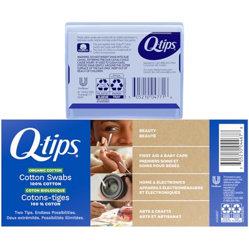 Q-tips Organic Cotton Swabs 430 Count Travel & First Aid Kit for Baby, Beauty & Hygiene