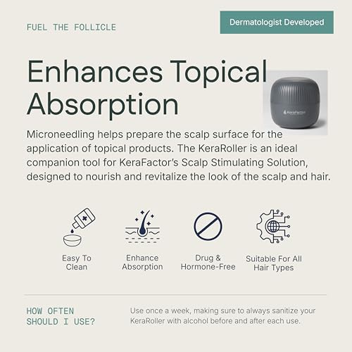 KeraFactor KeraRoller Scalp Microneedling Device - 1200 Stainless Steel Needles