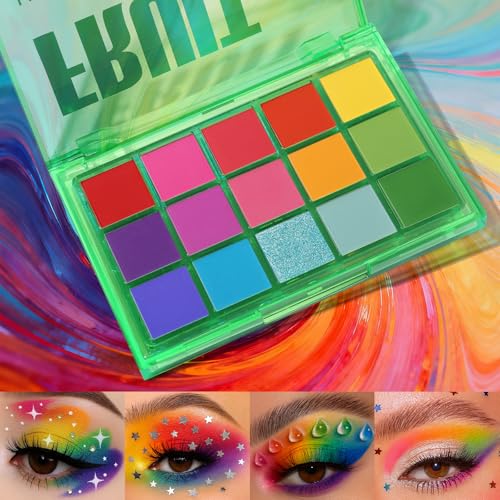 UCANBE Fruit Punch 15-Shade Eyeshadow Palette - Neon Rainbow Shimmer