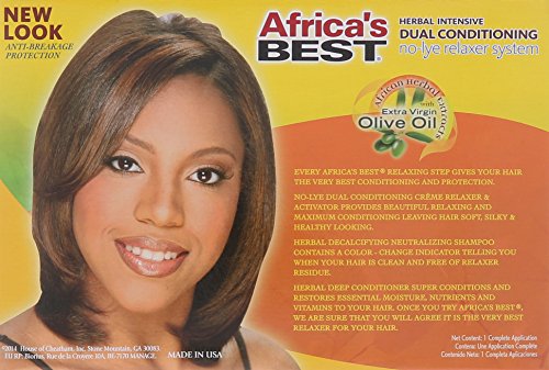 Africa's Best No-Lye Relaxer Kit, Dual conditioning, Herbal Intensive, Superior Straightening and the Very Best Nourishment, Designed for Normal Hair Textures