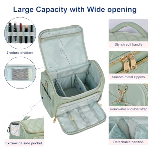 GR69N Travel Toiletry Bag Large Makeup Organizer Green