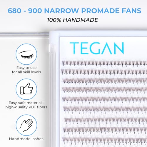 TEGAN LASH 3D-10D Premade Lash Fans, 0.07 Thin Base, CC Curl