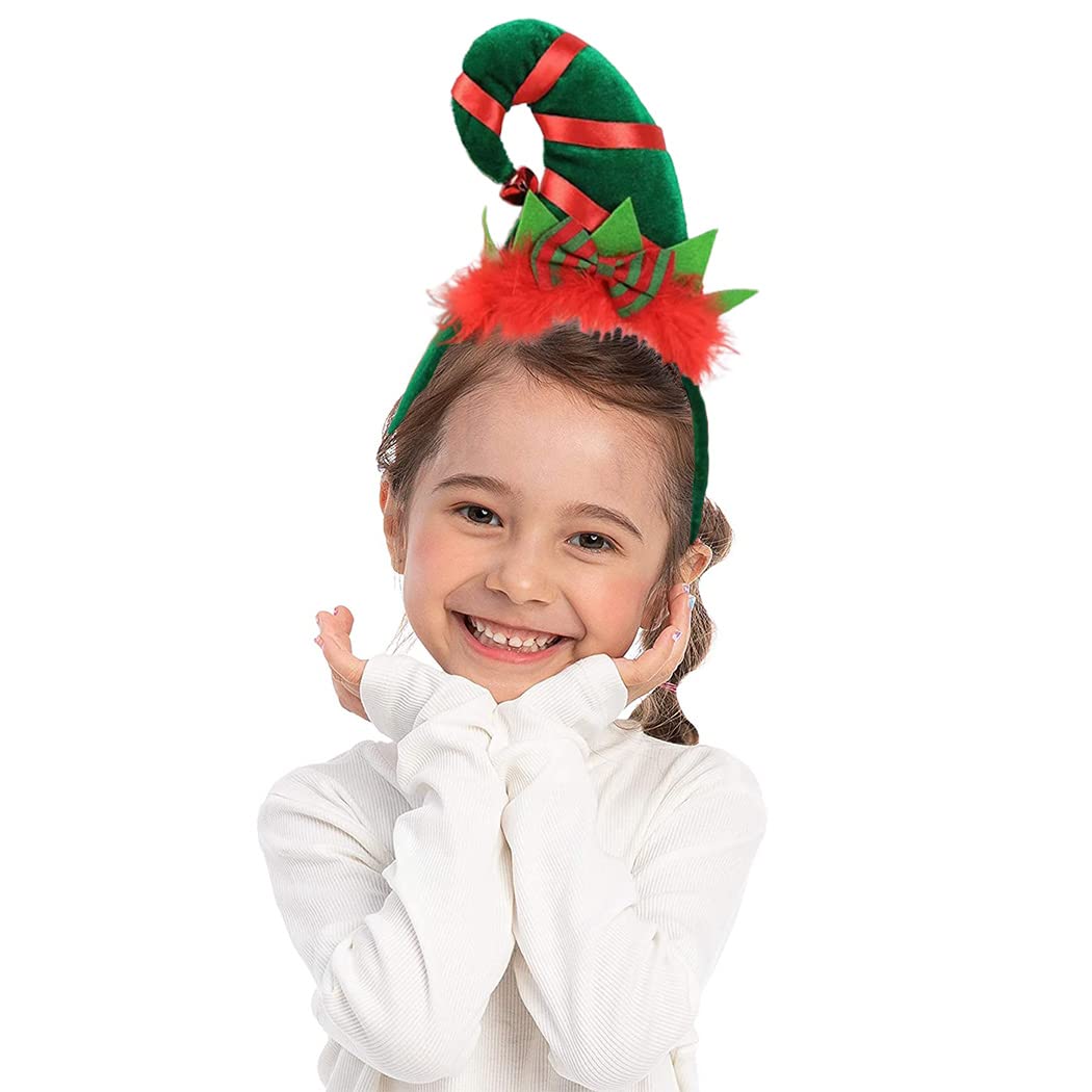 Werhonton Christmas Headband Elves Hat Headwear Holiday Costume Hairband for Women and Girls (1pcs)