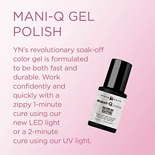 Young Nails Mani-Q Gel Polish, Color Gel Nail Polish for Natural or Artificial Nails, Cure with LED or UV Light, Soak Off Gel Polish 0.34 fl oz.