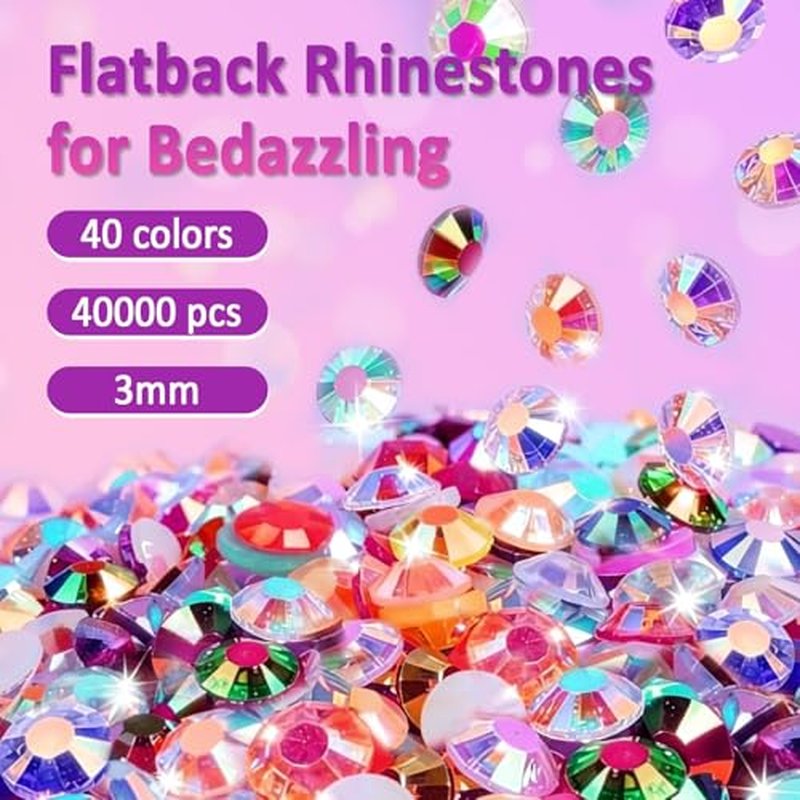 40 Colors Bedazzling Kit with 40000 Rhinestones, B7000 Glue & Tools