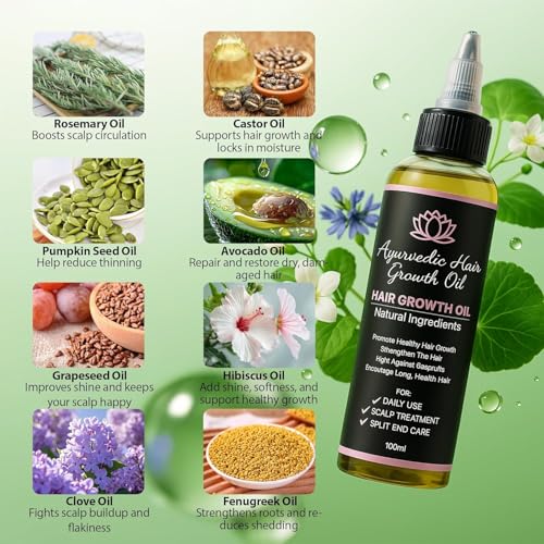 LIFEWITQUEENP Ayurvedic Hair Growth Oil - Lightweight Herbal Scalp Oil for All Hair Types, 1 Bottle