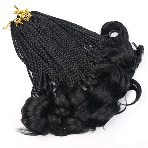 French Curl Braiding Hair TRed Crochet Braids 10 Inch Short Goddess Box Braids Crochet Hair for Women Layered French Curls Braids Curly Braiding Hair Extensions(1B/Red)