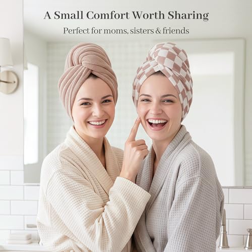 Cotton Hair Towel Wrap 2-Pack for Long Hair 32x11