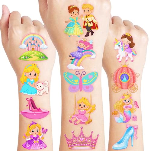 96 Princess Temporary Tattoos for Kids | Cute Party Favors