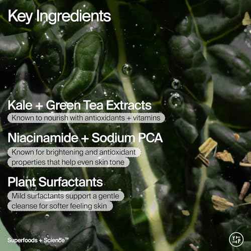 Youth To The People Superfood + Niacinamide Body Wash - Kale + Green Tea Cleanser with Nourishing Vitamins + Antioxidants, Improves Skin Texture + Dullness, Earthy + Woody Scent for Body, Vegan