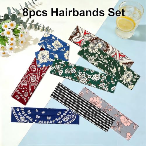 HOLAILS Boho Headbands for Women - Bohemian Hippie Headband Set, Color Variations Included