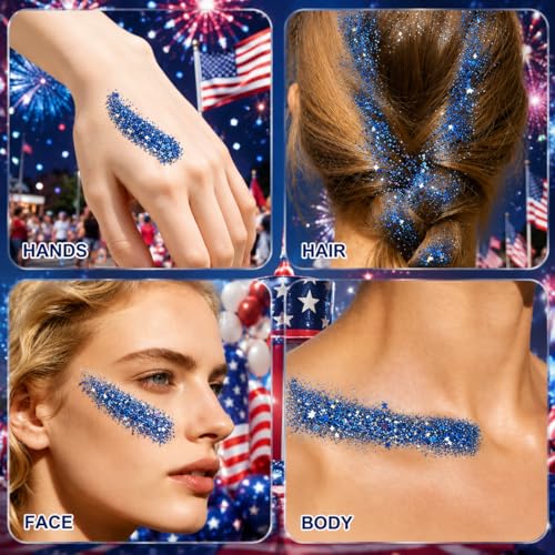 MEICOLY Jumbo Blue Glitter Stick - 4th of July Makeup 1.23 OZ