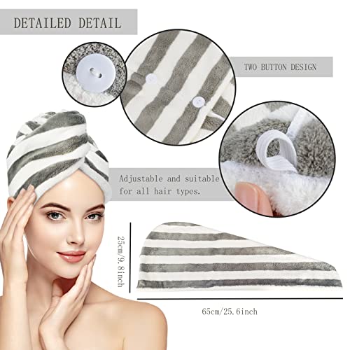 SUNLAND Microfiber Hair Drying Towel Wrap Super Absorbent Hair Turban for Wet Hair Soft and Lightweight Hair Towel 3Pack