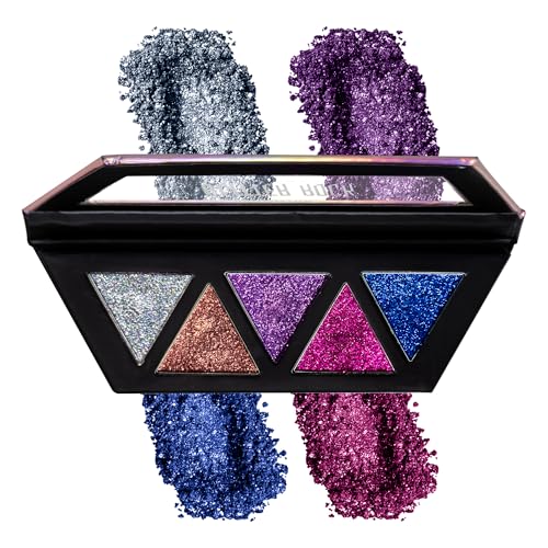Profusion Cosmetics Glitter Rock 5 Shades Eyeshadow Palette ? Pressed Glitter Makeup for Eyes, Shimmer & Shine Pigments, Dazzling Color for Day to Night Glam Looks, Vegan & Cruelty-free