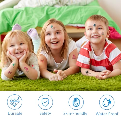 Kids Temporary Tattoos Set - 600+ Waterproof Cartoon Designs for Boys & Girls