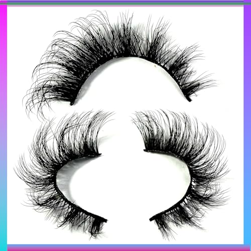 False Eyelashes Wispy Lashes Natural Look Fake Eyelashes Cat Eye Lashes Mink Fluffy Strip False Lashes Fox Eye Lashes Pack 7 Pairs (7Pairs2hao)