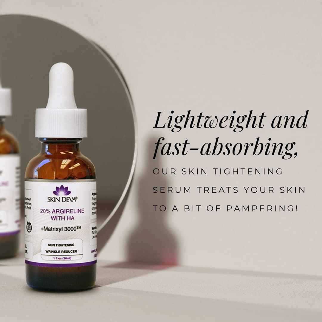 SKIN DEVA 20% Argireline Serum with Matrixyl 3000 Pure Hyaluronic Acid Serum For Face Deep Wrinkle Reducer Anti Aging Tones Skin and Stimulates Collagen Peptides Serum For Face