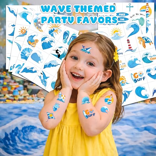 96 PCS Summer Wave Temporary Tattoos for Kids | Ocean Beach Party Favors