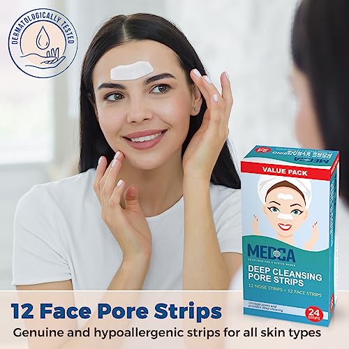 MEDca Deep Cleansing Blackhead Pore Strips - Pack of 24 Peel - Off Blackhead Remover and Pore Unclogging Strips for Nose and Face, Chin, Forehead & Healthier Looking Skin