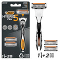 BIC Hybrid 5 Flex Refillable Men's Razor Kit, Handle and Nano-Tech Titanium 5-Blade Refills - Box of 1+2