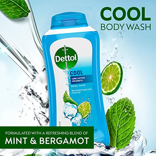 Dettol Cool Body Wash and Shower Gel, Body Wash with Mint and Bergamot, 8.45 Fl Oz (Pack of 1)