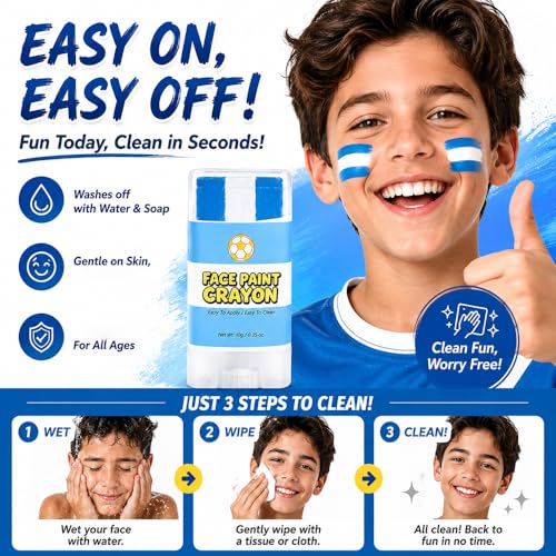 FirstFly Argentina World Cup Face Paint Stick - Blue & White Body Paint for Sports & Celebrations