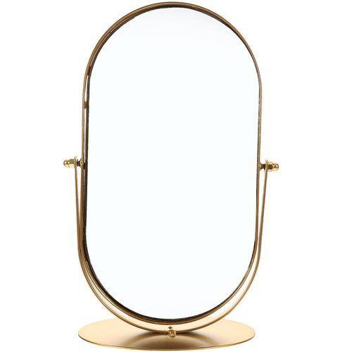 Zerodeko Light Luxury Dressing Table Metal Mirror Vintage Portable Makeup Mirror Small Desk Single Sided Vintage Vanity Desk one-Way Cosmetic Tabletop Metal