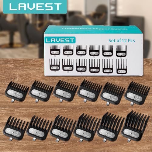 LAVEST Clipper Guards Set for Wahl Clippers, 12 Pieces, 1/16" to 1"