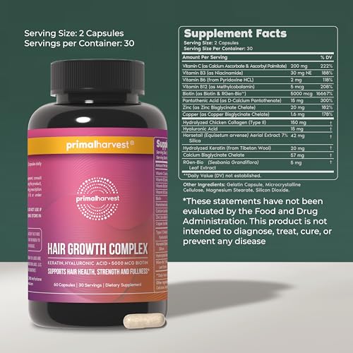 Primal Harvest Hair Growth Complex Supplement - 30 Servings